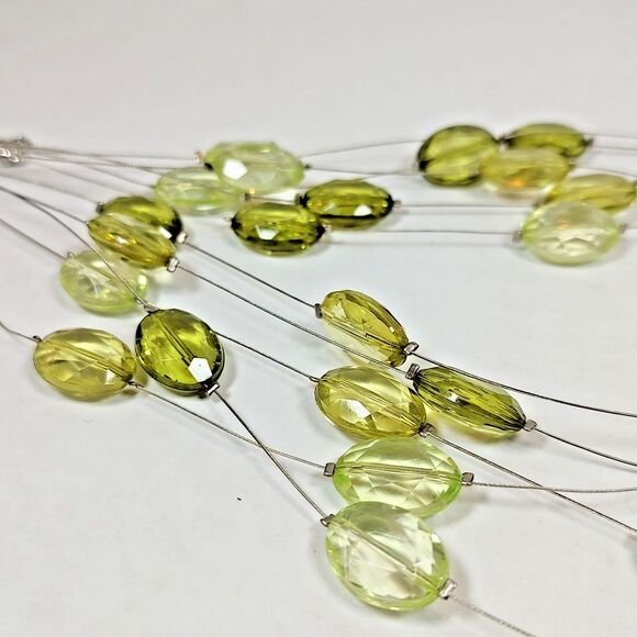 Multi-Strand Green Beaded Statement Necklace Layered Fashion Jewelry 16" - 19" - Picture 10 of 10